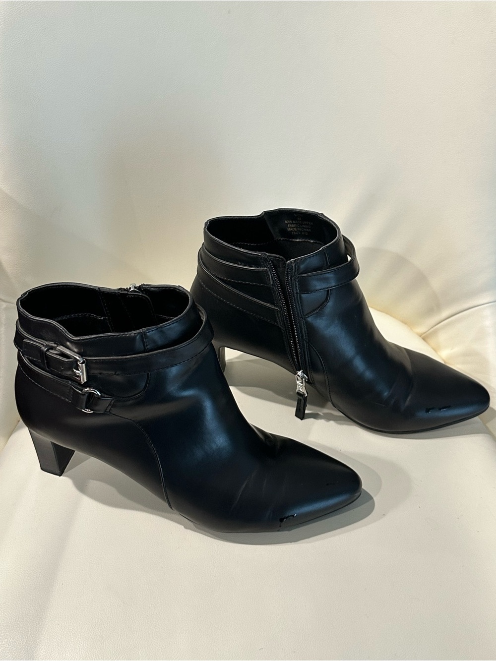 Chaps Nadie Black Buckle Side Zip Ankle Booties 9B